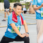 新業(yè)建設(shè)邱正光副總也到場(chǎng)參與這場(chǎng)盛事，在10K賽事後準(zhǔn)確地收操，舒展緊繃肌肉。